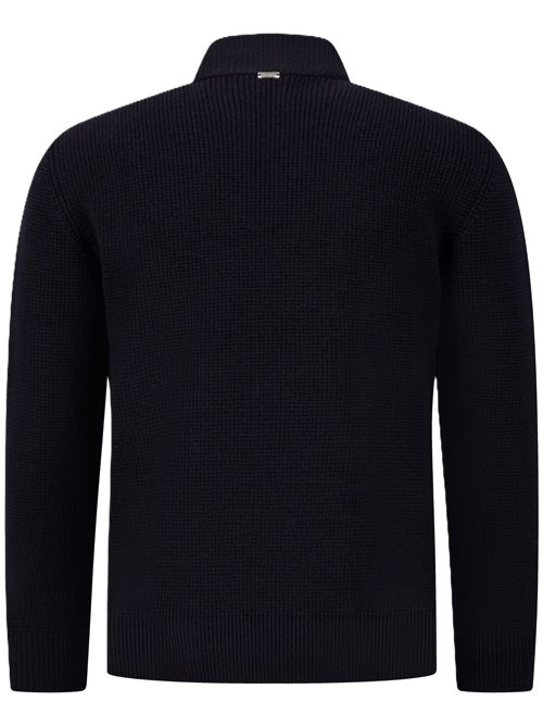 Cardigan ibrido in maglia e nylon imbottito blu scuro HERNO | MP000138U702599290 BLU SCURO
